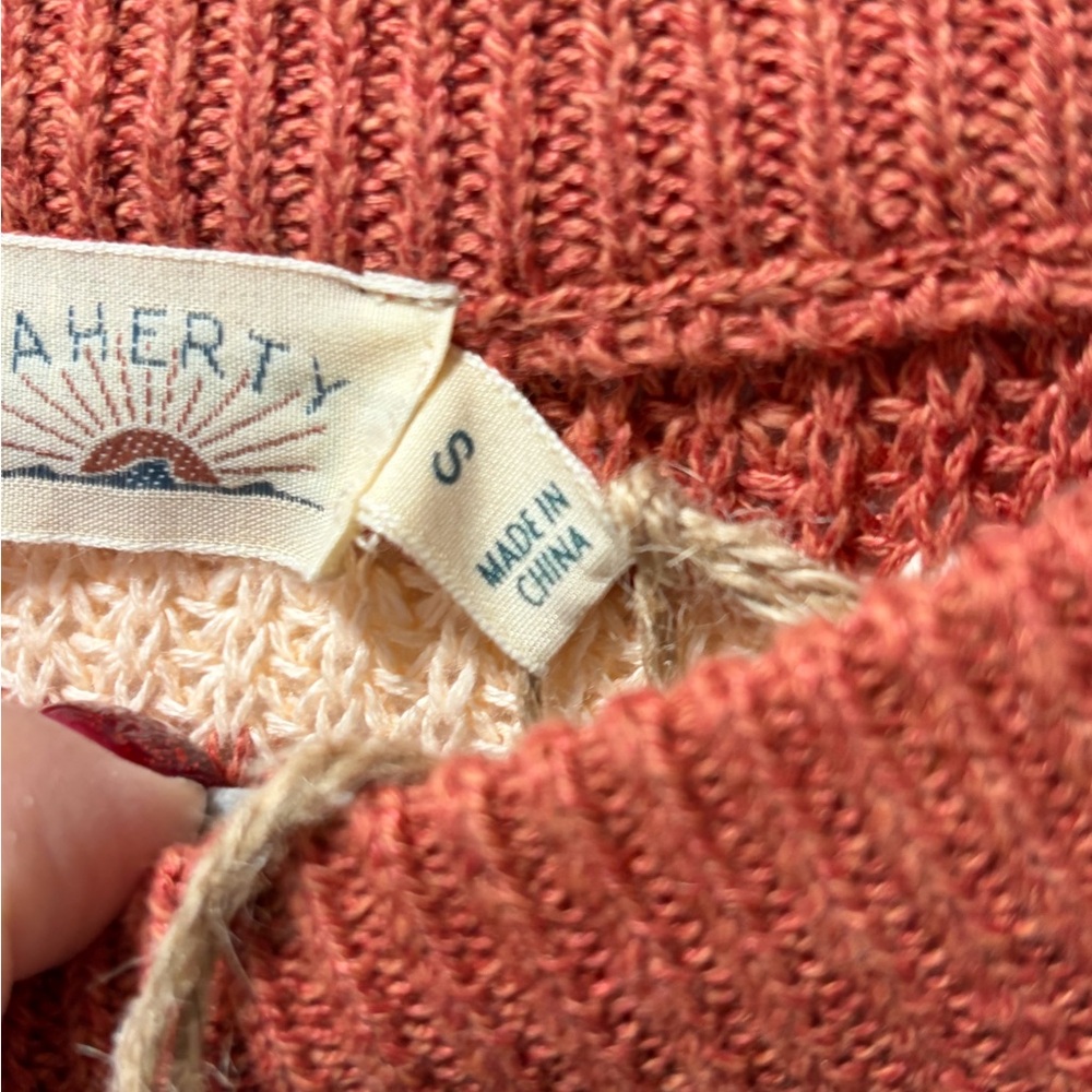 Faherty Miramar Linen Sweater Tank NWT size Small in Sandstone Stripe Sleeveless - Picture 9 of 13